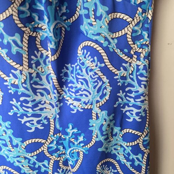 Lulu B Dress Blue Coral Reef Nautical Rope Print Sleevless Size M - Picture 6 of 8